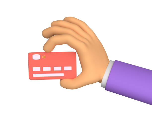 istock 3d hand holding credit card. 3d rendering 2044941583
