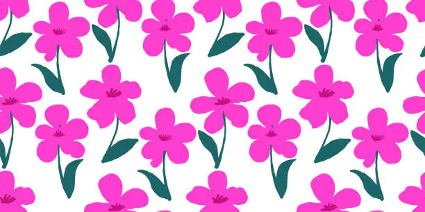 Vector illustration of Hand drawn seamless spring summer floral seamless pattern