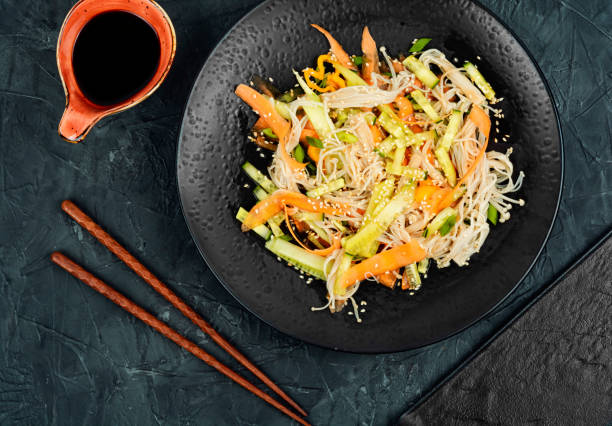 istock Salad with enoki mushrooms, Asian cuisine. 2044948426