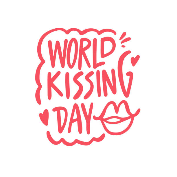 istock World Kissing Day pink color typography holiday lettering sign. 2044949509