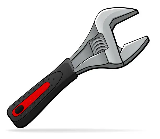 Vector illustration of adjustable wrench cartoon isolated design