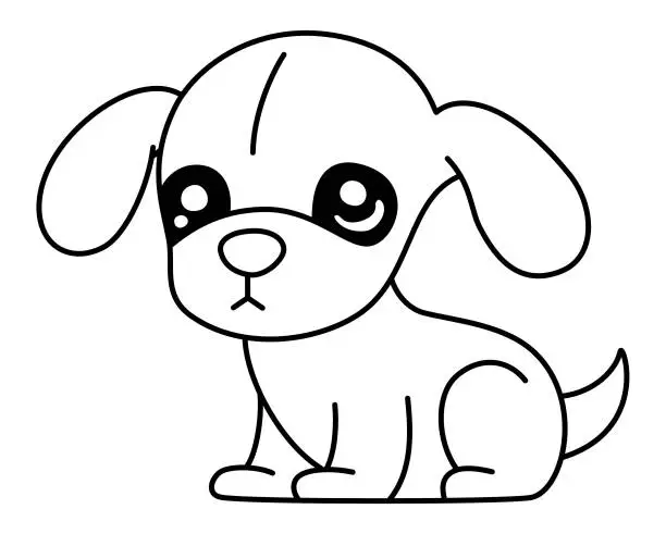 Vector illustration of Dog - A Puppy Sits with Drooping Ears