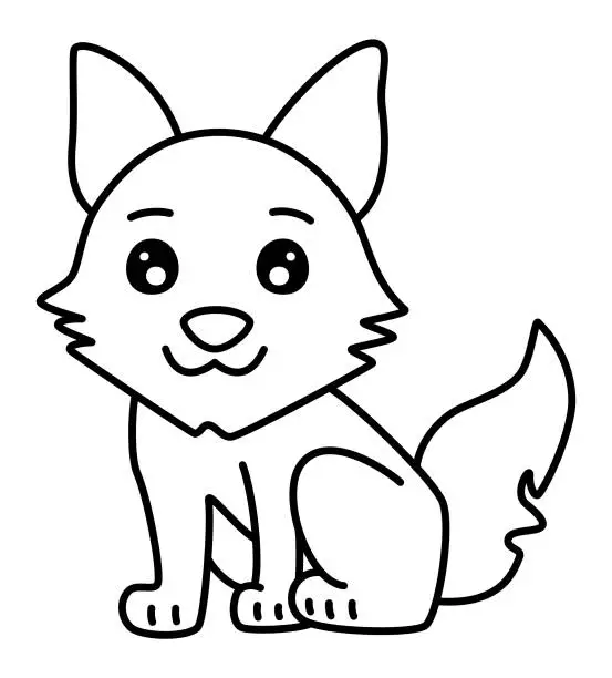 Vector illustration of Wolf - Wildlife Cartoon Style Designed for Kids