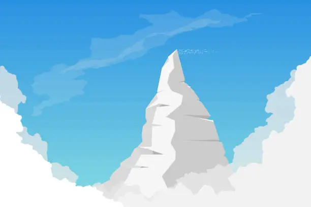 Vector illustration of Snow peak and clouds.