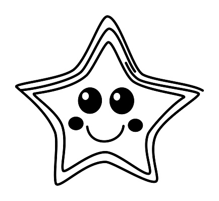 A Few Overlapping Lined Design Adding Differentiation, Featuring Big Eyes and Cheeks, Also a Big Smile, Characterized by Clear Black Bold Outline Vector