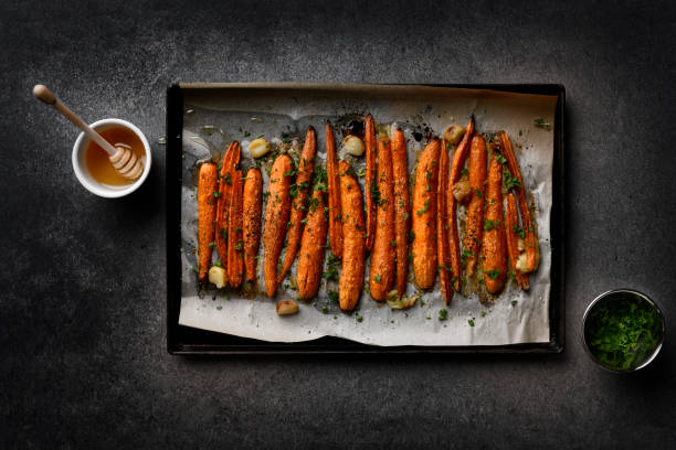 istock Tray with roasted honey glazed carrots 2044986956
