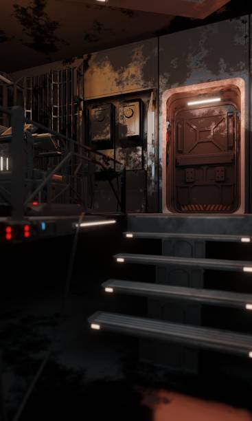 istock To the upper floor main door in dark scene 2045016668