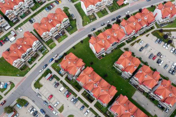 istock Modern, red roof houses from above 2045018301