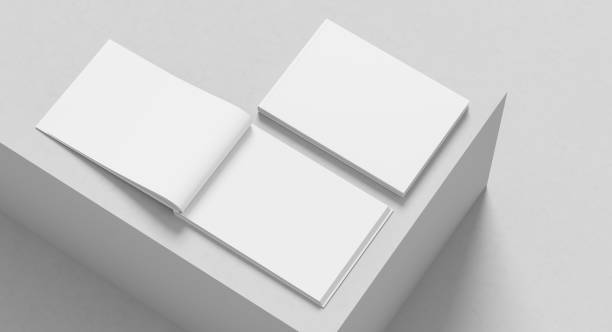 istock Landscape hardcover book mock up isolated on white background.. A4 size book or catalog mock up. 3D illustration. 2045036276
