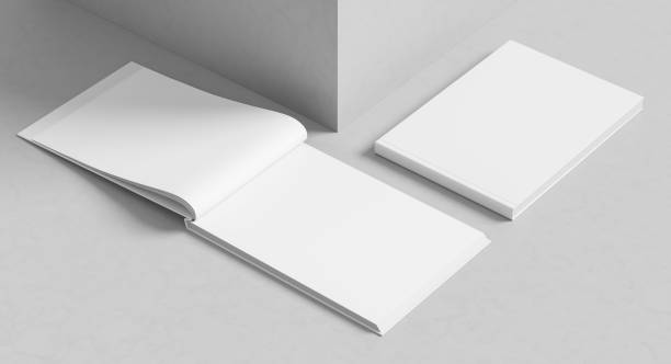 istock Landscape hardcover book mock up isolated on white background.. A4 size book or catalog mock up. 3D illustration. 2045037306
