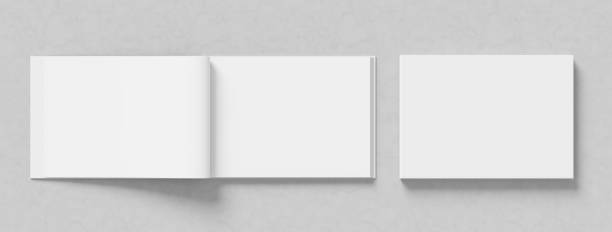istock Landscape hardcover book mock up isolated on white background.. A4 size book or catalog mock up. 3D illustration. 2045037314