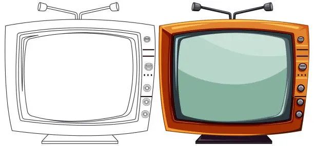 Vector illustration of Comparison of old and new TV set designs