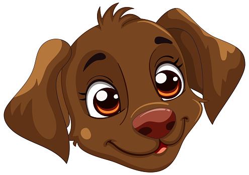 Vector graphic of a cute, brown cartoon puppy