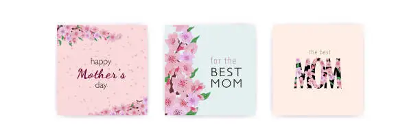 Vector illustration of Floral square template for celebrating mothers day