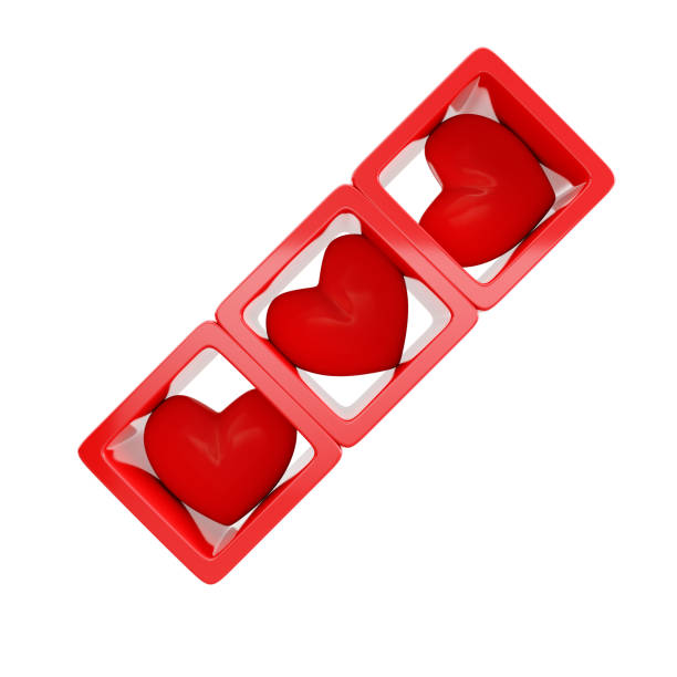 Boxes with hearts isolated on white background stock photo