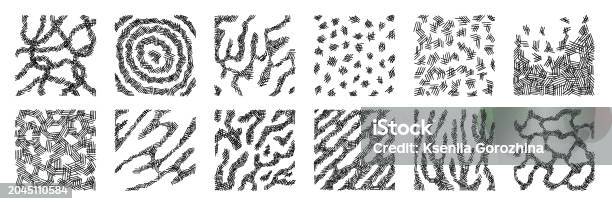 Hatching Pattern Circle Hatching Hand Drawn Texture Shape Collection Crosshatch Pencil Line ...