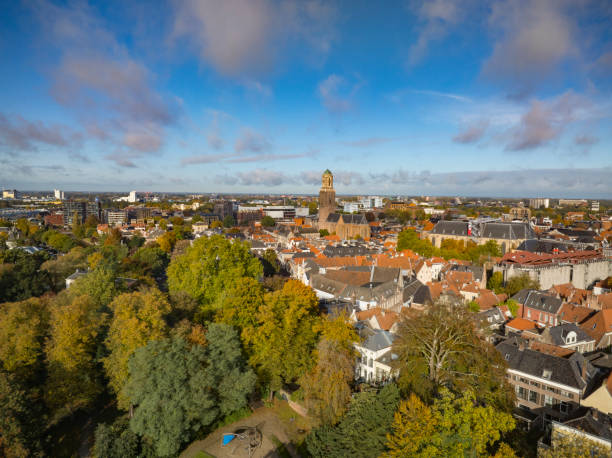 istock Zwolle city aerial view during a fall sunset 2045120194
