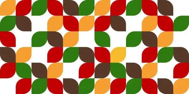 Vector illustration of Geometric Pattern Bauhaus On A Transparent Background Red Green Yellow Brown