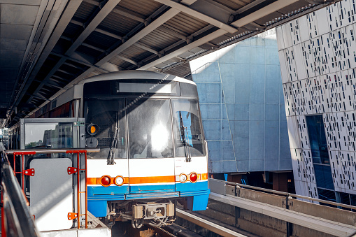 Bangkok metro train city railway on station. Public tranportation