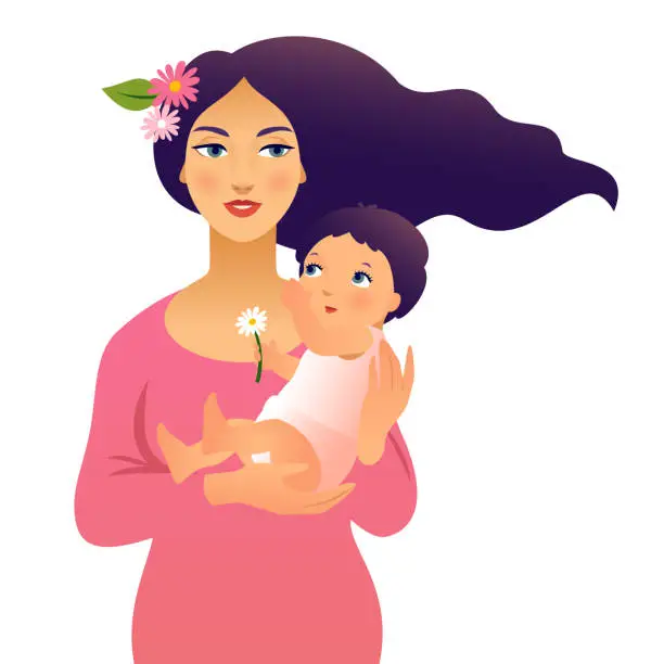 Vector illustration of Mother holding a baby