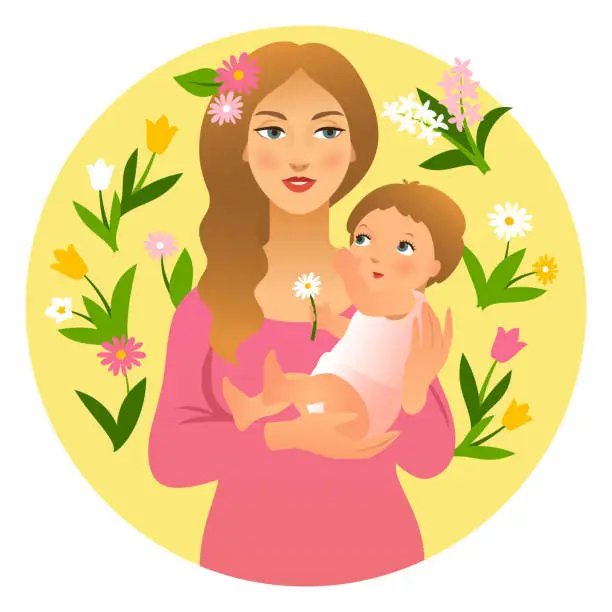 Vector illustration of Mother with her child