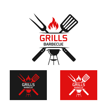 Logo design template for barbecue, BBQ ,grill restaurant icon isolated on white background vector illustration