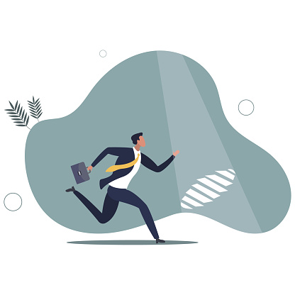 Career. Guide. Spotlight uncover the stairs upwards.flat vector illustration.