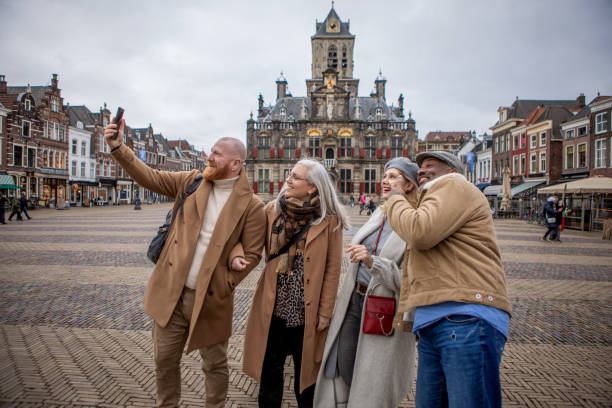 istock Two middle aged diverse couples on staycation in Delft 2045179503