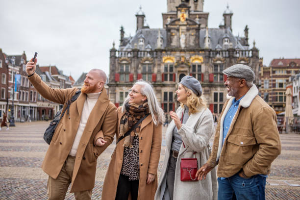 istock Two middle aged diverse couples on staycation in Delft 2045181606
