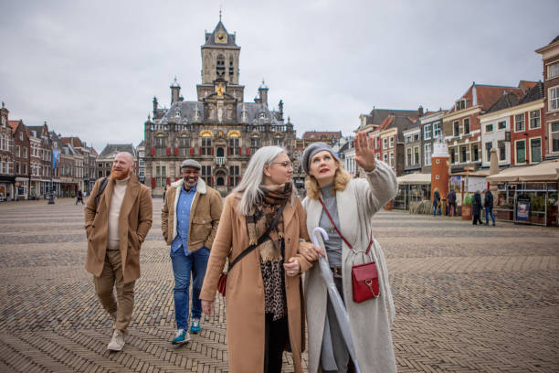 istock Two middle aged diverse couples on staycation in Delft 2045181608