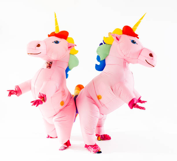 istock Pink unicorn inflatable costumes for adults 2045185874