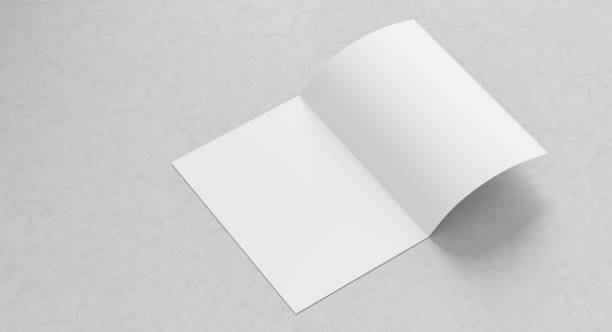 istock Bi fold brochure mock up isolated on white background. Bi fold paper mock up. 3D illustration 2045194369