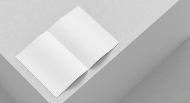 istock Bi fold brochure mock up isolated on white background. Bi fold paper mock up. 3D illustration 2045194370