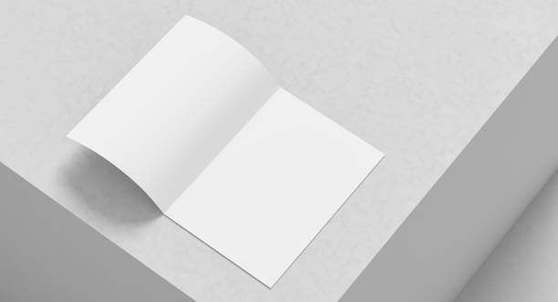 istock Bi fold brochure mock up isolated on white background. Bi fold paper mock up. 3D illustration 2045194877