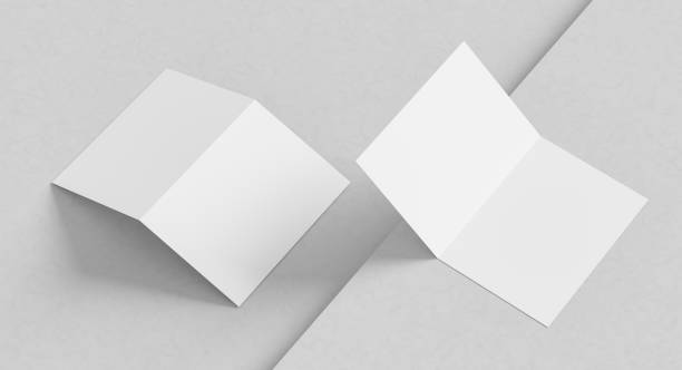 istock Bi fold brochure mock up isolated on white background. Bi fold paper mock up. 3D illustration 2045195419