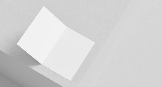 istock Bi fold brochure mock up isolated on white background. Bi fold paper mock up. 3D illustration 2045195435
