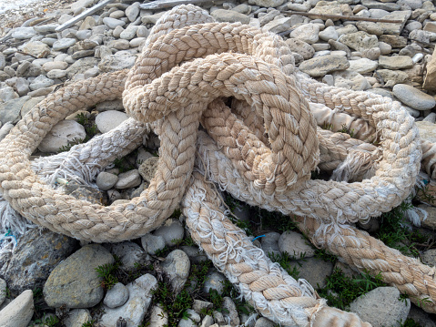 Close-up on a rope on the beach