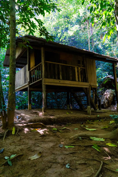 istock building made in old wooden style. 2045212343