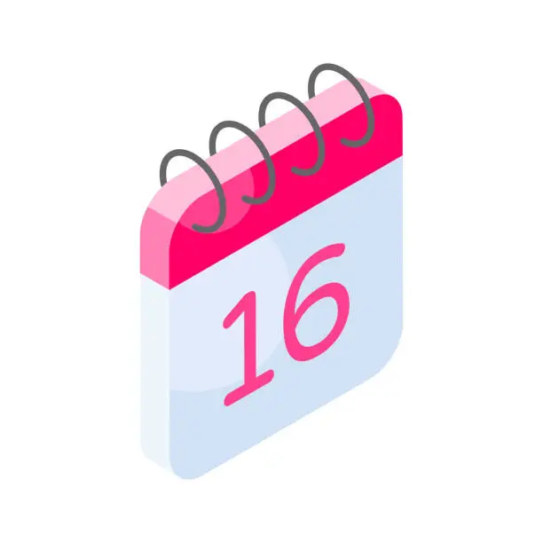 Vector illustration of An amazing icon of calendar in isometric design style, ready to use vector.