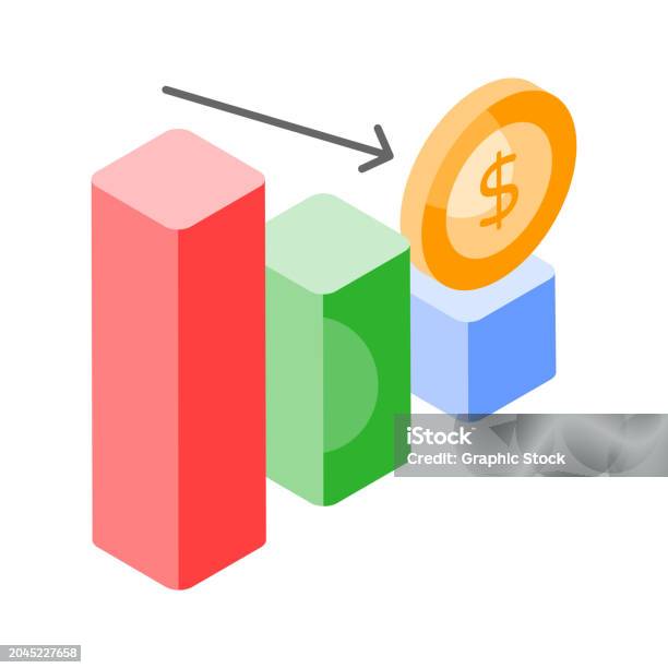 business problems, financial decrease graph stock... Down Chart Financial Loss Decrease Chart Isometric Vector Design Stock ...