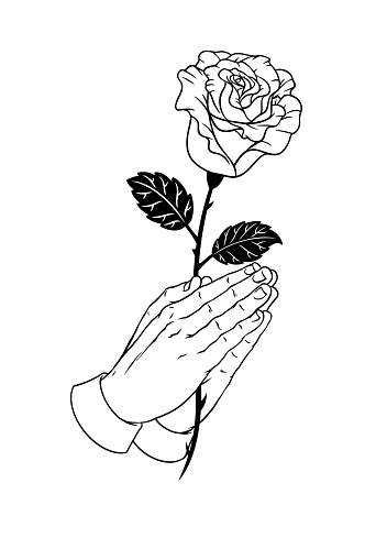 Vector of Male Hand Holding a Rose Isolated