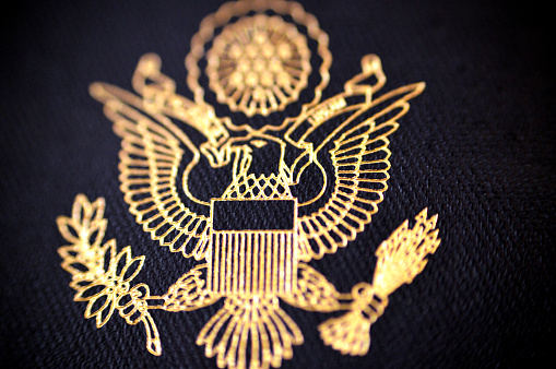The United States of American passport, passports are issued to the American citizens and nationals, Travel, tourism concept, American visa and traveling to other countries, USA passport documentation, selective focus