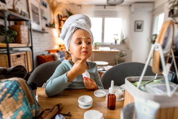 istock Little girl enjoying beauty routine in morning 2045244815