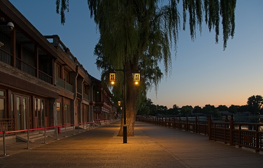 Early morning at Qianhai in city center of Beijing.