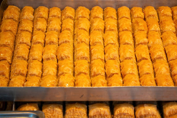 Turkish Dessert Baklava with concept background