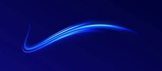 Vector illustration of blue neon line