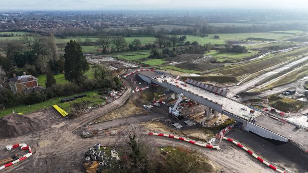 istock a long bridge with a truck on it's side 2045278054