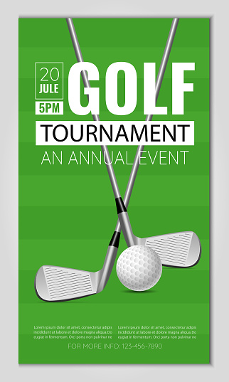 Banner of golf tournament, match, game. Vector illustration