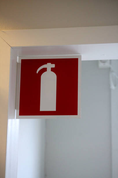 istock A sign the shows that you can find a fire extinguisher here 2045290737