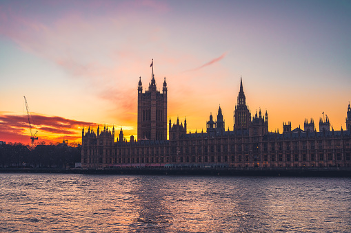 iew of House Of Parliament at sunset, London